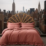 Mila Home Luxury Rožnata posteljnina za zakonsko posteljo/podaljšana iz renforce bombaža 240x220 cm Ruffle Striped – | Shoptok.si