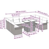  Vrtna sedežna garnitura z blazino 10 pcs Siva Poly ratan, (5000146104) | Shoptok.si