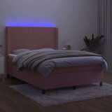  Box spring postelja z vzmetnico LED roza 80x200 cm žamet, (20899528) | Shoptok.si