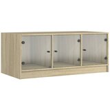 Maison Chic Klubska mizica - kavna mizica - Nizka mizica s steklenimi vrati sonoma hrast 102x50x42 cm, (21752928) Cene