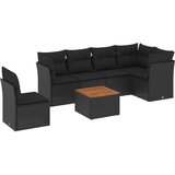  The Living Store Vrtna sedežna garnitura 7-delna z blazinami črn poli ratan - Vrtna Sedežna Garniture, (21459479) | Shoptok.si