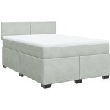 vidaXL Box spring postelja z vzmetnico svetlo siva 140x200 cm žamet, (21308544) Cene