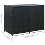 Poli Ukrasna Kutija od Poliratana za 2 Kante za Otpad Crna 148x80x111 cm | shoptok.hr