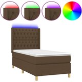  Box spring postelja z vzmetnico LED temno rjava 90x190 cm blago, (20930253) | Shoptok.si