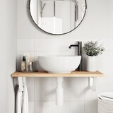  Zidna polica za umivaonik od čelika i masivnog bagremovog drva Smeđa 80 x 40 x 2 cm | shoptok.hr