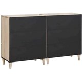 vidaXL Strani šal 2 pcs Bela 60 x 33 x 75 cm trden mangov les | Shoptok.si