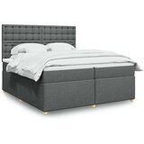 vidaXL Box spring postelja z vzmetnico temno siva 200x200 cm blago | Shoptok.si