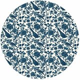  Okrugla fototapeta - Birds and roses - monochrome blue pattern with botanical motif 140x140 | shoptok.hr