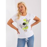 Fashion Hunters Larger size cotton blouse in white and lime Cene