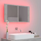 vidaXL LED kopalniška omarica z ogledalom betonsko siva 80x12x45 cm | Shoptok.si