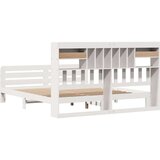 vidaXL Knjižna postelja brez vzmetnice bela 180x200 cm trdna borovina | Shoptok.si