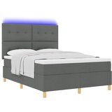  LED Box Spring Krevet Tamno siva 140 x 190 cm tkanina | shoptok.hr