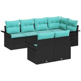 vidaXL Vrtna sedežna garnitura z blazino 7 pcs Črna Poly ratan, (5000021164) | Shoptok.si