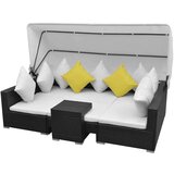 Poli 7-dijelni vrtni lounge set s baldahinom poli ratan crni | shoptok.hr