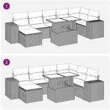  Vrtna garnitura - 8-dijelni set vrtnih sofa od poliratana s jastucima sivi bagrem - Siva sa spremištem 1 | shoptok.hr