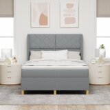  Box Spring Postelja z Blazino Svetlo Siva 140x190 cm Tkanina, (22052537) | Shoptok.si