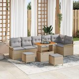 vidaXL 9 delni vrtni sofa set z blazinami bež poly ratan akacija Cene
