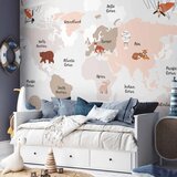  Foto tapeta - Map in Shades of Beige - Continents With Animals 450x315 Premium | shoptok.hr
