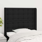  Vzglavje z ušesi črno 83x16x118/128 cm blago, (20932243) Cene