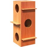vidaXL Hiša za mačke voščeno rjavo 43x43x90 cm masivni les borovega | Shoptok.si
