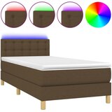 Maison Chic Box spring postelja - Vzmetna postelja z vzmetnico LED temno rjava 100x200cm blago SL21901, (21892567) | Shoptok.si