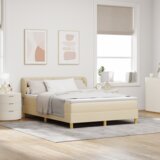  Kutni Krevet s Madracem Krem 160x200 cm Tkanina | shoptok.hr