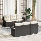  7-dijelni vrtni sofa set s jastučićima crni poliratan acacia Cijene