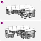  Set vanjskih sofa 9 pcs Crna i tamno siva poliratan | shoptok.hr
