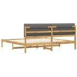  Krevetni okvir s tapiciranim uzglavljem - Bijelo prana i svijetlosiva 200 x 200 cm | shoptok.hr