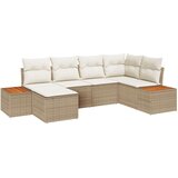 Set od 6 vrtnih kauča s jastučićima Bež Poli Ratan Akacija  Set od 6 vrtnih kauča s jastučićima Bež Poli Ratan Akacija Slike