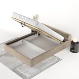 Maison de Rêve Svetlo rjava oblazinjena zakonska postelja s prostorom za shranjevanje z letvenim dnom 160x200 cm Solvo – | Shoptok.si