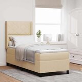 Box Postelja s pomičnim dnom in vzmetnico ter LED osvetlitvijo Krem 90x190 cm Tkanina, (22049862) | Shoptok.si