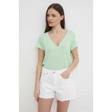 PepeJeans Lanena kratka majica LEIGHTON zelena barva, PL505855