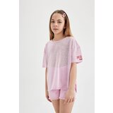 Defacto Girl's Oversize Fit Sleeve Printed Short Sleeve T-Shirt Cene