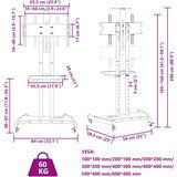 vidaXL TV stojalo na kolesih 32-70-palčni zaslon VESA 600x400 mm 60kg | Shoptok.si