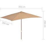 vidaXL Zunanji senčnik z lesenim drogom 200x300 cm taupe barve | Shoptok.si