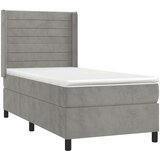  Box spring postelja z vzmetnico LED svetlo siva 80x200 cm žamet, (20938078) | Shoptok.si