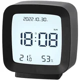 LCD budilka s prikazom temperature datuma vlage črna