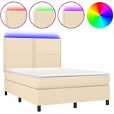 vidaXL Krevet box spring s madracem LED krem 140x190 cm od tkanine | shoptok.hr