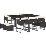 vidaXL 11-dijelni vrtni blagovaonski set s jastucima poliratan crni | shoptok.hr