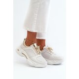EVENTO Women's Leather Sneakers with Chunky White-Gold Sole Dzumati | shoptok.hr