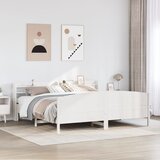 Maison Chic Posteljni okvir - Dvoposteljna postelja - Zakonska postelja brez vzmetnice bel 200x200 cm trdna borovina-J3676, (21759301) | Shoptok.si