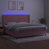  box spring s madracem LED ružičasti 200x200cm baršunasti | shoptok.hr