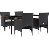  5-dijelni vrtni blagovaonski set s jastucima crni | shoptok.hr