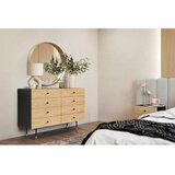 Woodman Črna/v naravni barvi nizka komoda v hrastovem dekorju 130x87 cm Jugend – | Shoptok.si