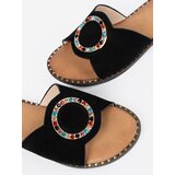 GOODIN Black women's flip-flops with a zirconia buckle | Shoptok.si