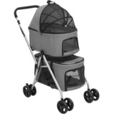  Zložljiv pasji voziček 2-slojni siv 80x46x98 cm Oxford blago | Shoptok.si