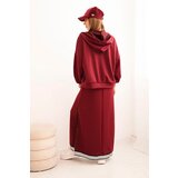 Kesi Włoski Women's set with viscose featuring a button-up blouse and a long dress burgundy | shoptok.hr