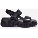EVENTO Leather Women's Platform Sandals Black Mertella | Shoptok.si