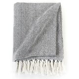  Pamučni pokrivač s uzorkom riblje kosti 220 x 250 cm modri | shoptok.hr
